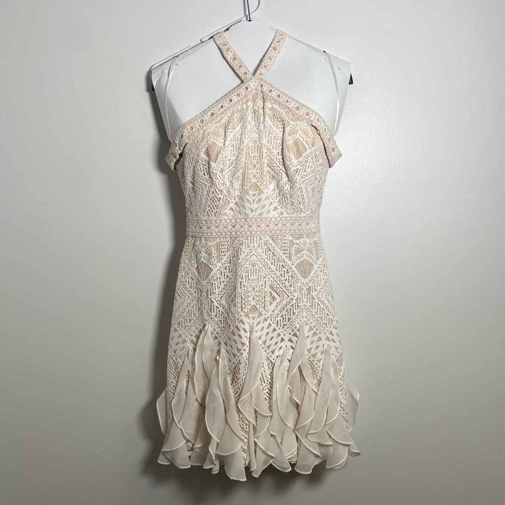 BCBG Maxazria Cream Ruffled Dress